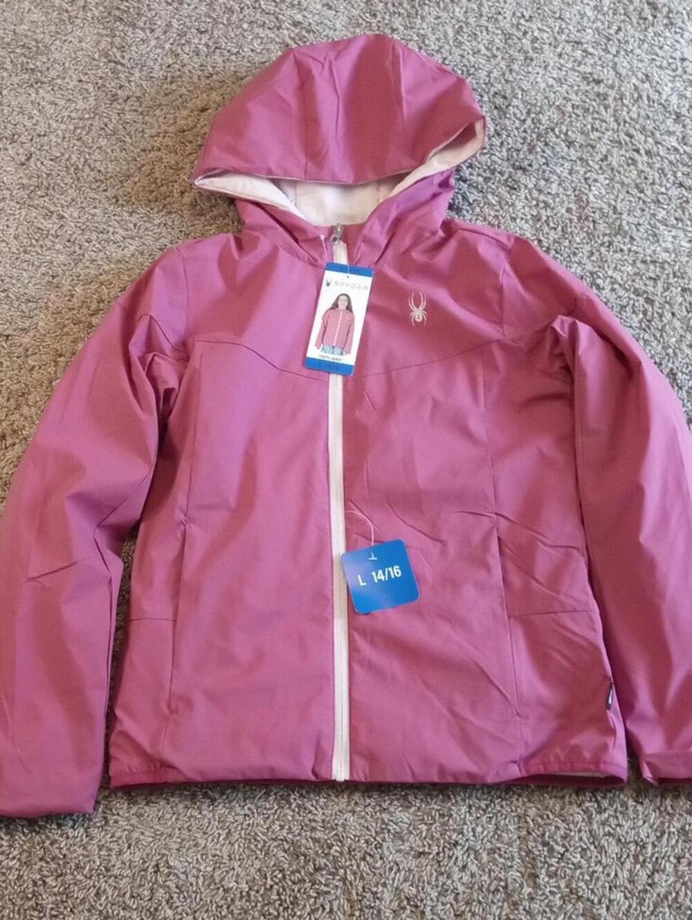 Spyder Jacket Girls Size Large L 14 16 New Pink Zip Up Hood Superlite Jacket